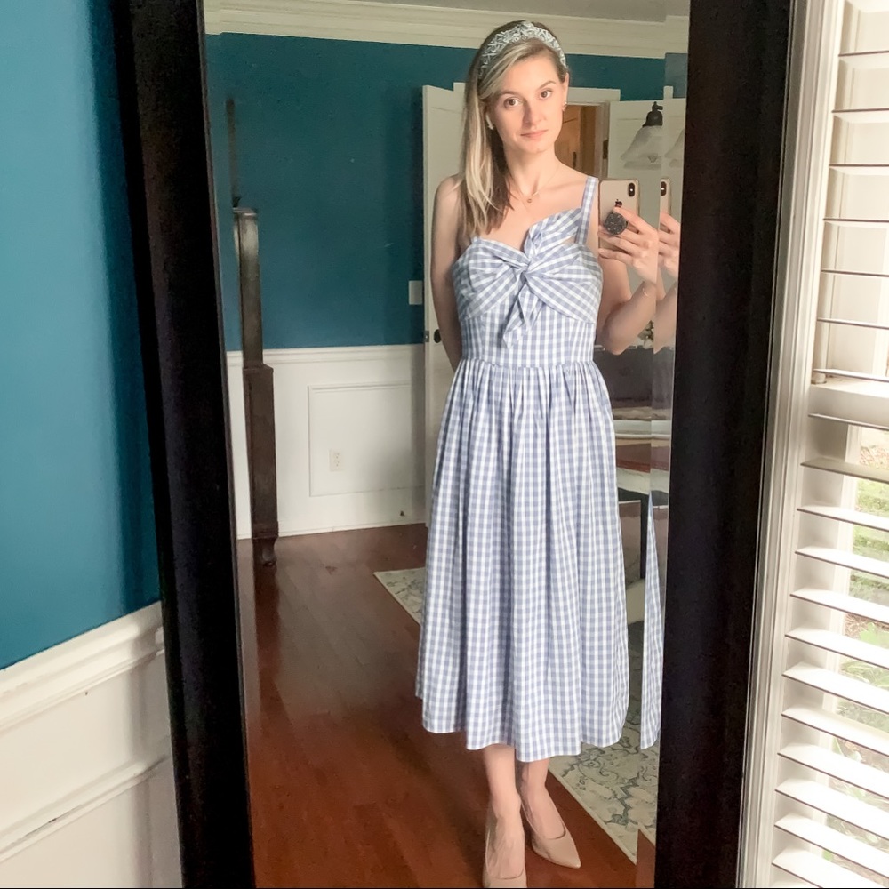 NWT - Antonio Melani Light Blue Gingham Midi Dress